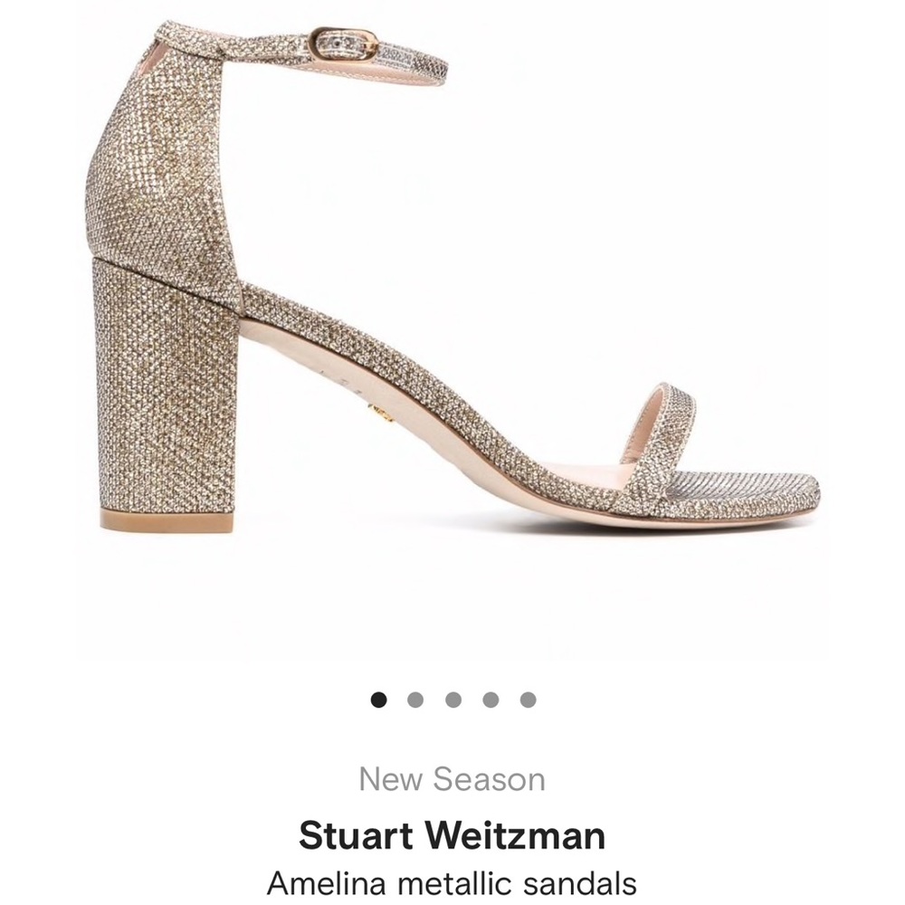 Stuart Weitzman Amelina Block Melina Gold Sandals, Brand New never worn